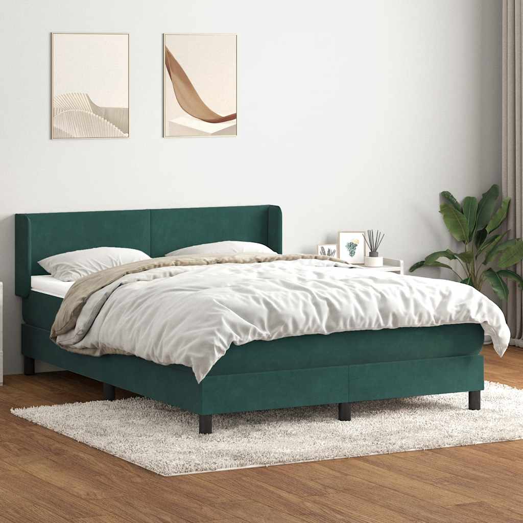 Box Spring Postel S Matrací Samet Tmavě Zelená