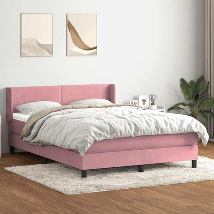 Box Spring Postel S Matrací Růžový Samet Růžová