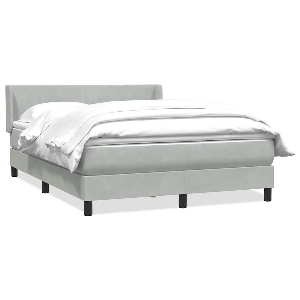 Box Spring Postel S Matrací Samet Světle Šedá