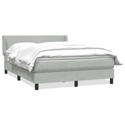 Box Spring Postel S Matrací Samet Světle Šedá