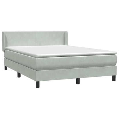 Box Spring Postel S Matrací Samet Světle Šedá