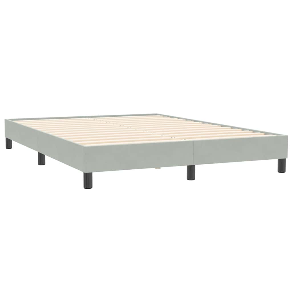 Box Spring Postel S Matrací Samet Světle Šedá