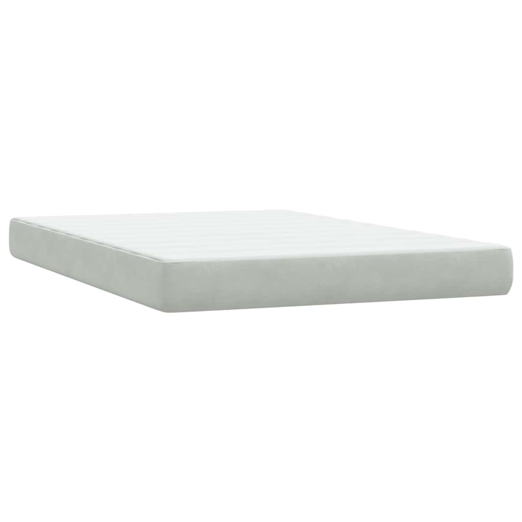Box Spring Postel S Matrací Samet Světle Šedá