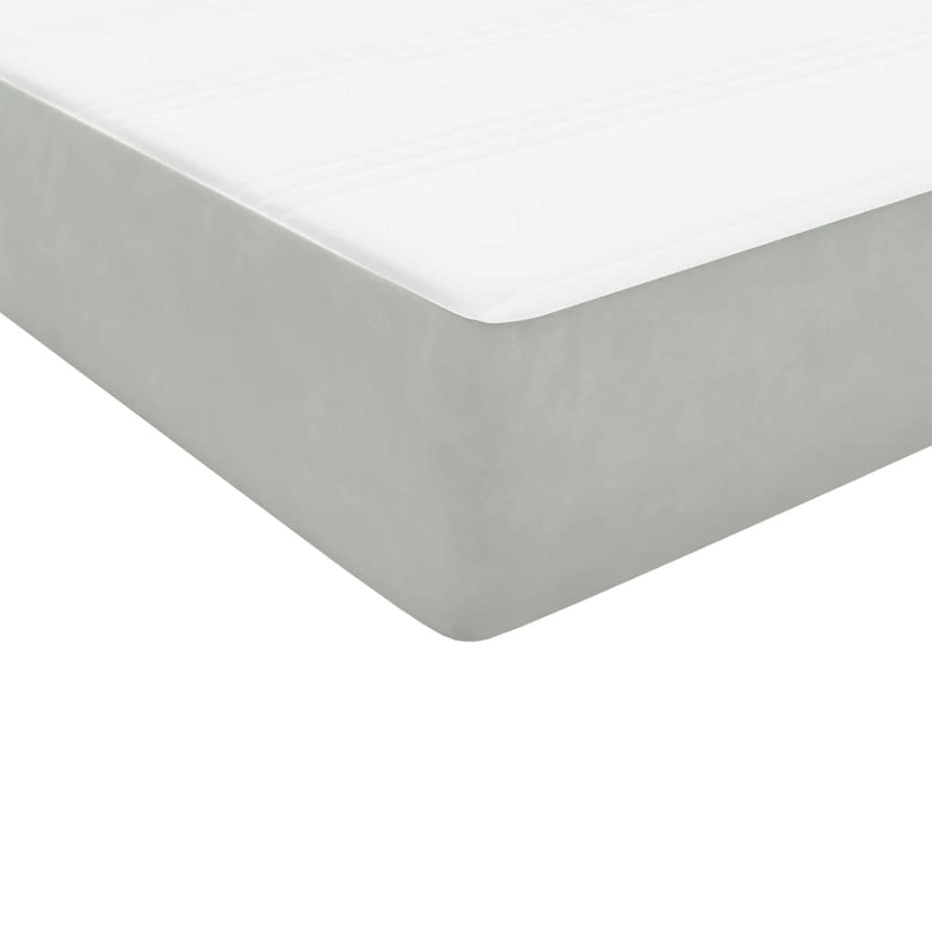 Box Spring Postel S Matrací Samet Světle Šedá