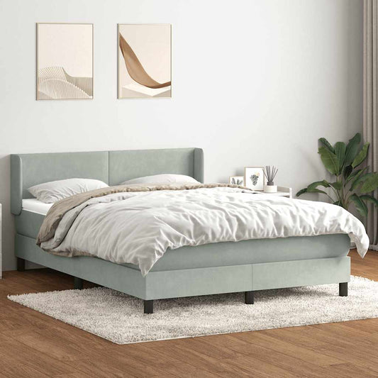 Box Spring Postel S Matrací Samet Světle Šedá