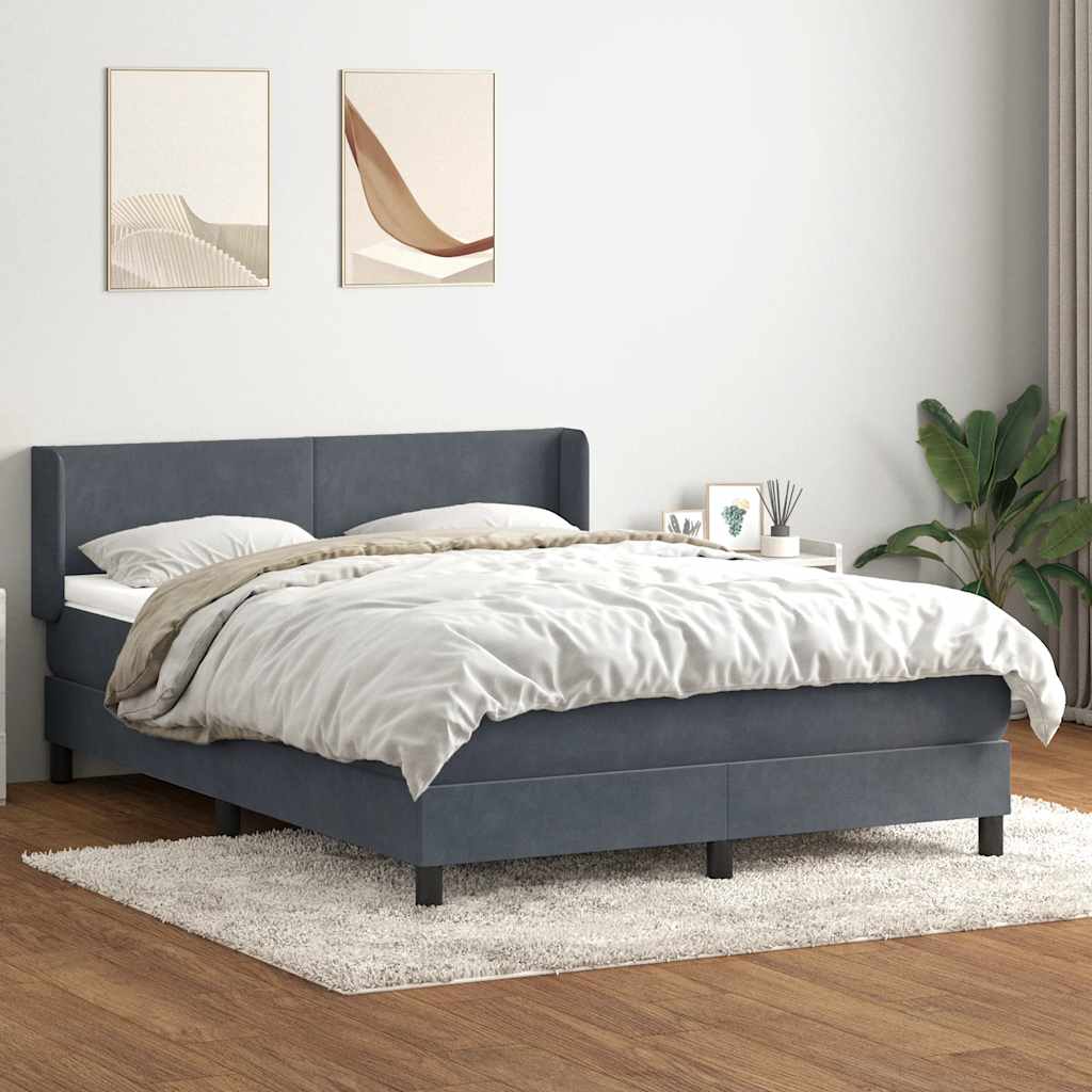 Box Spring Postel S Matrací Samet Tmavě Šedá