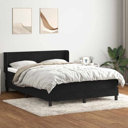 Box Spring Postel S Matrací Černá Samet Černá