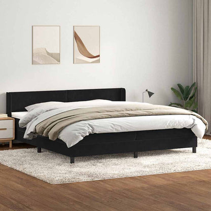 Box Spring Postel S Matrací Černá Samet Černá