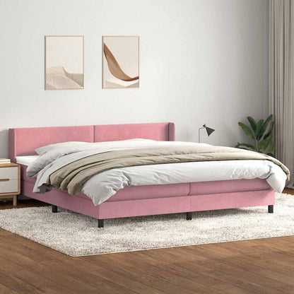 Box Spring Postel S Matrací Růžový Samet Růžová