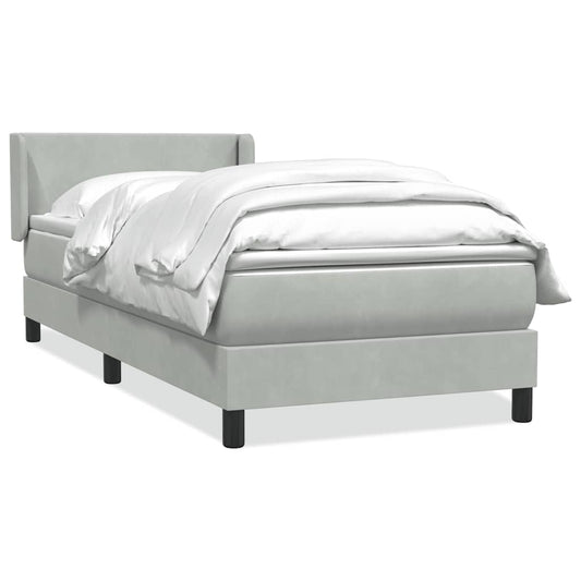 Box Spring Postel S Matrací Samet Světle Šedá