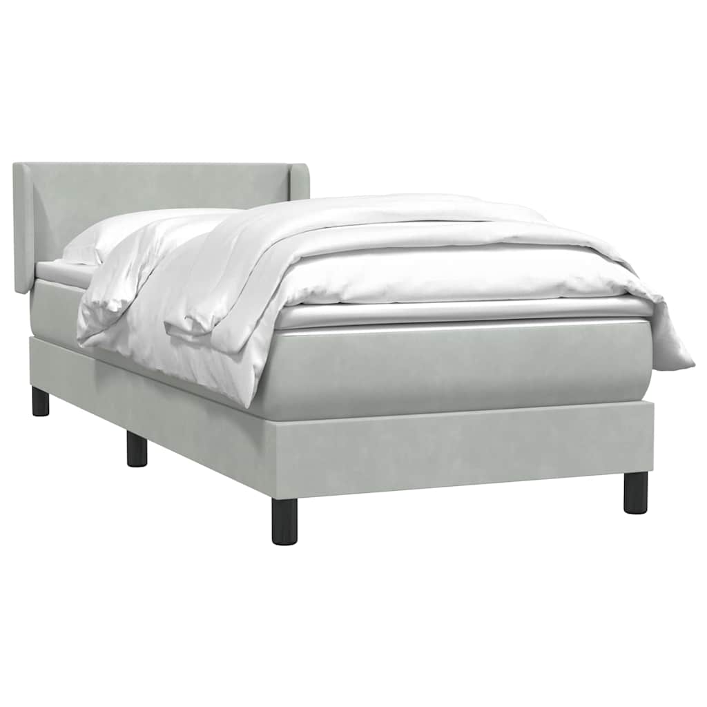 Box Spring Postel S Matrací Samet Světle Šedá