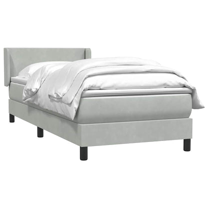 Box Spring Postel S Matrací Samet Světle Šedá