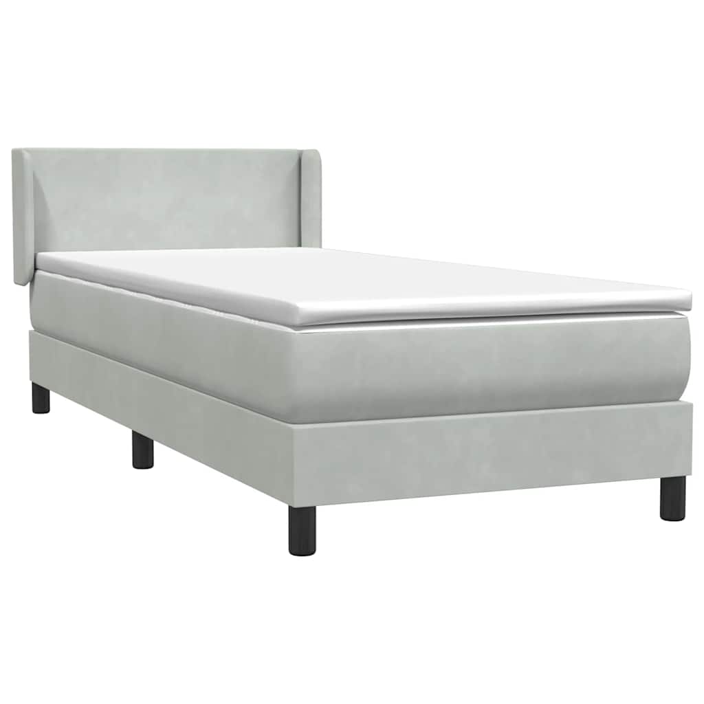 Box Spring Postel S Matrací Samet Světle Šedá