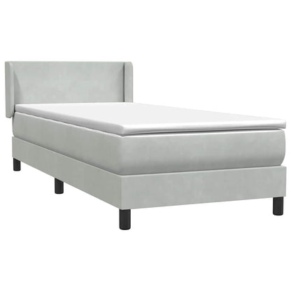 Box Spring Postel S Matrací Samet Světle Šedá
