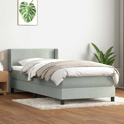 Box Spring Postel S Matrací Samet Světle Šedá