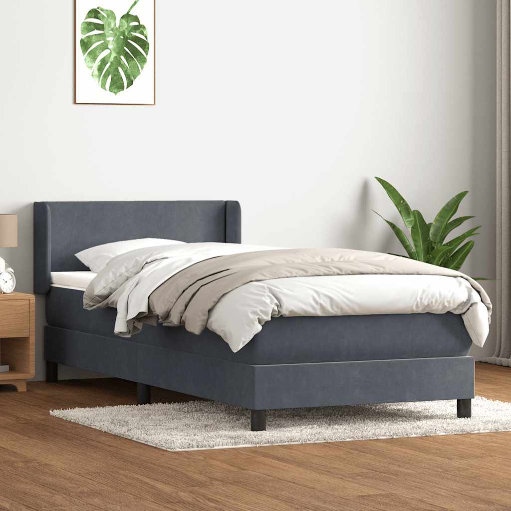Box Spring Postel S Matrací Samet Tmavě Šedá
