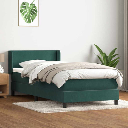 Box Spring Postel S Matrací Samet Tmavě Zelená