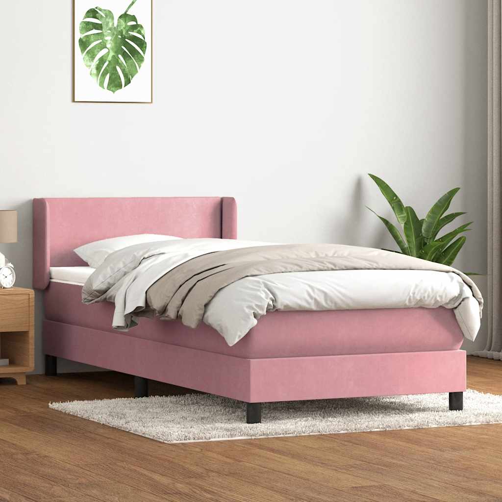 Box Spring Postel S Matrací Růžový Samet Růžová