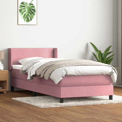 Box Spring Postel S Matrací Růžový Samet Růžová