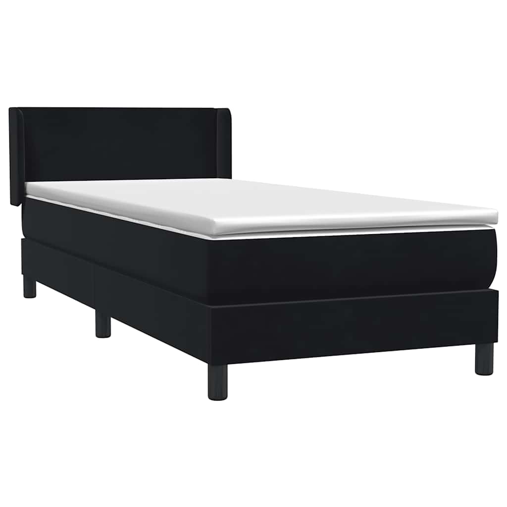 Box Spring Postel S Matrací Černá Samet Černá