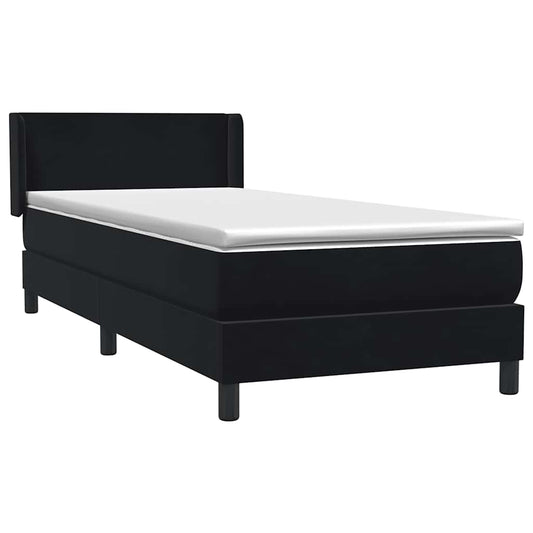 Box Spring Postel S Matrací Černá Samet Černá