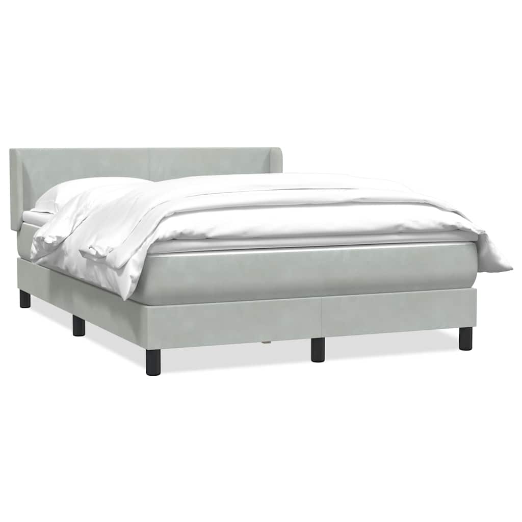 Box Spring Postel S Matrací Samet Světle Šedá