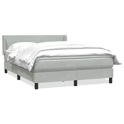 Box Spring Postel S Matrací Samet Světle Šedá