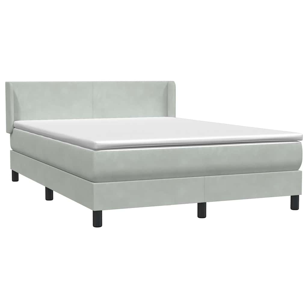 Box Spring Postel S Matrací Samet Světle Šedá