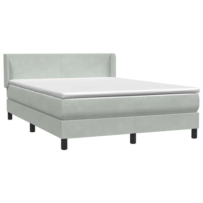 Box Spring Postel S Matrací Samet Světle Šedá