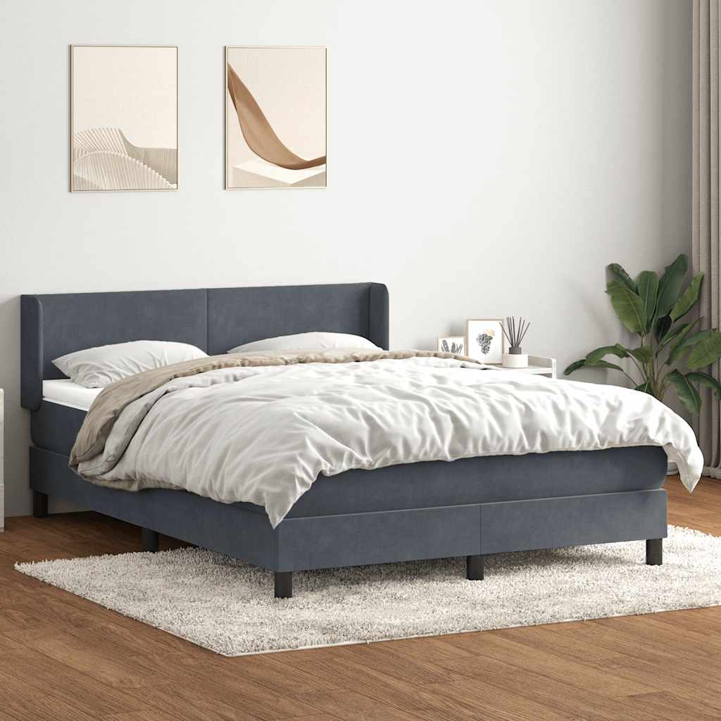 Box Spring Postel S Matrací Samet Tmavě Šedá
