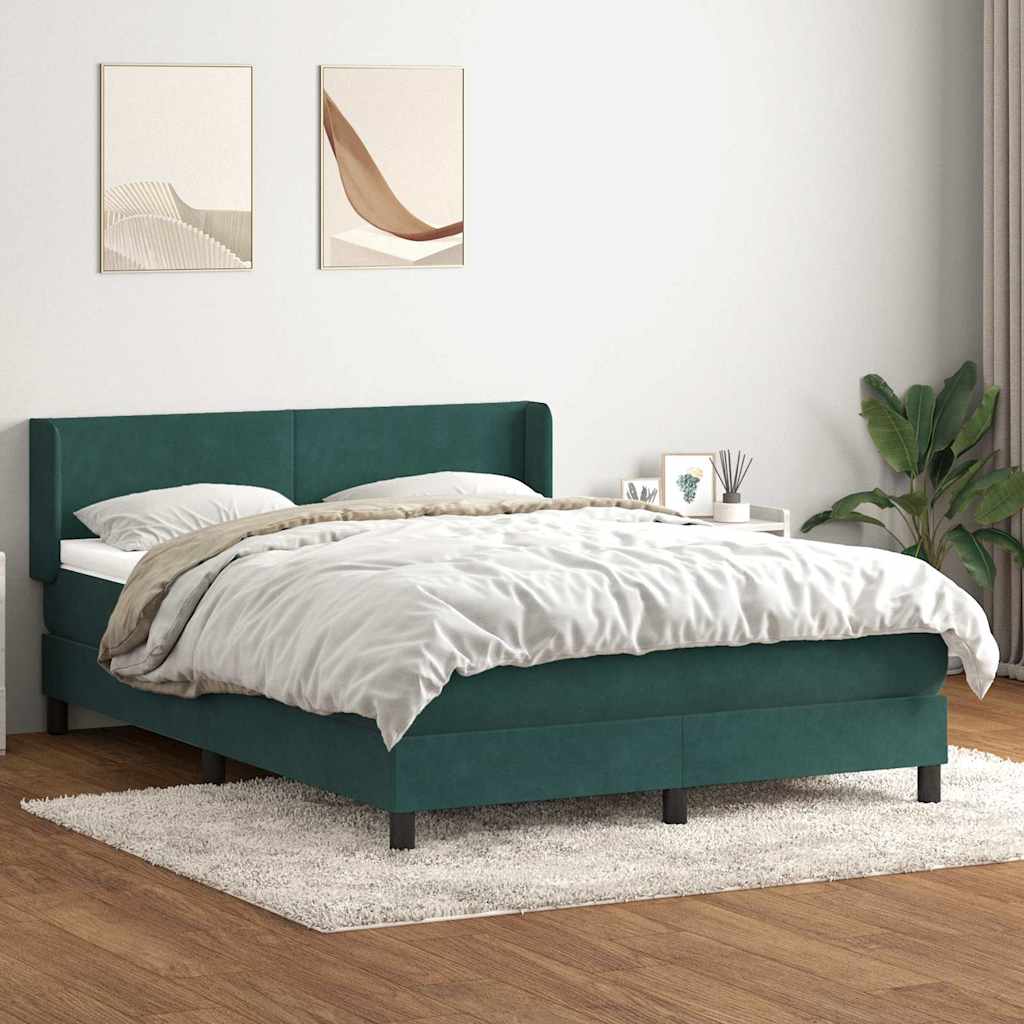 Box Spring Postel S Matrací Samet Tmavě Zelená
