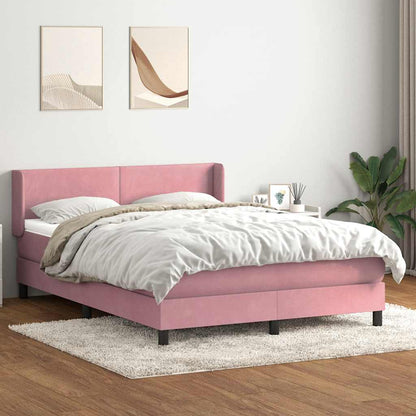 Box Spring Postel S Matrací Růžový Samet Růžová
