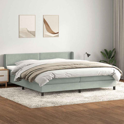 Box Spring Postel S Matrací Samet Světle Šedá