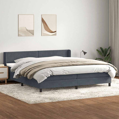 Box Spring Postel S Matrací Samet Tmavě Šedá