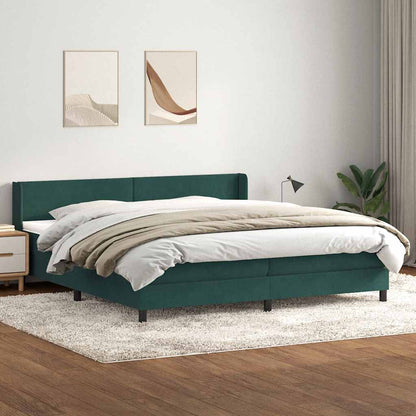Box Spring Postel S Matrací Samet Tmavě Zelená