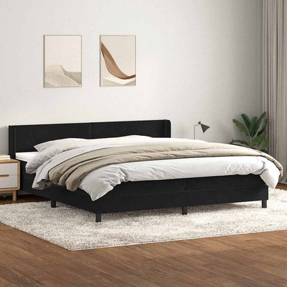 Box Spring Postel S Matrací Černá Samet Černá