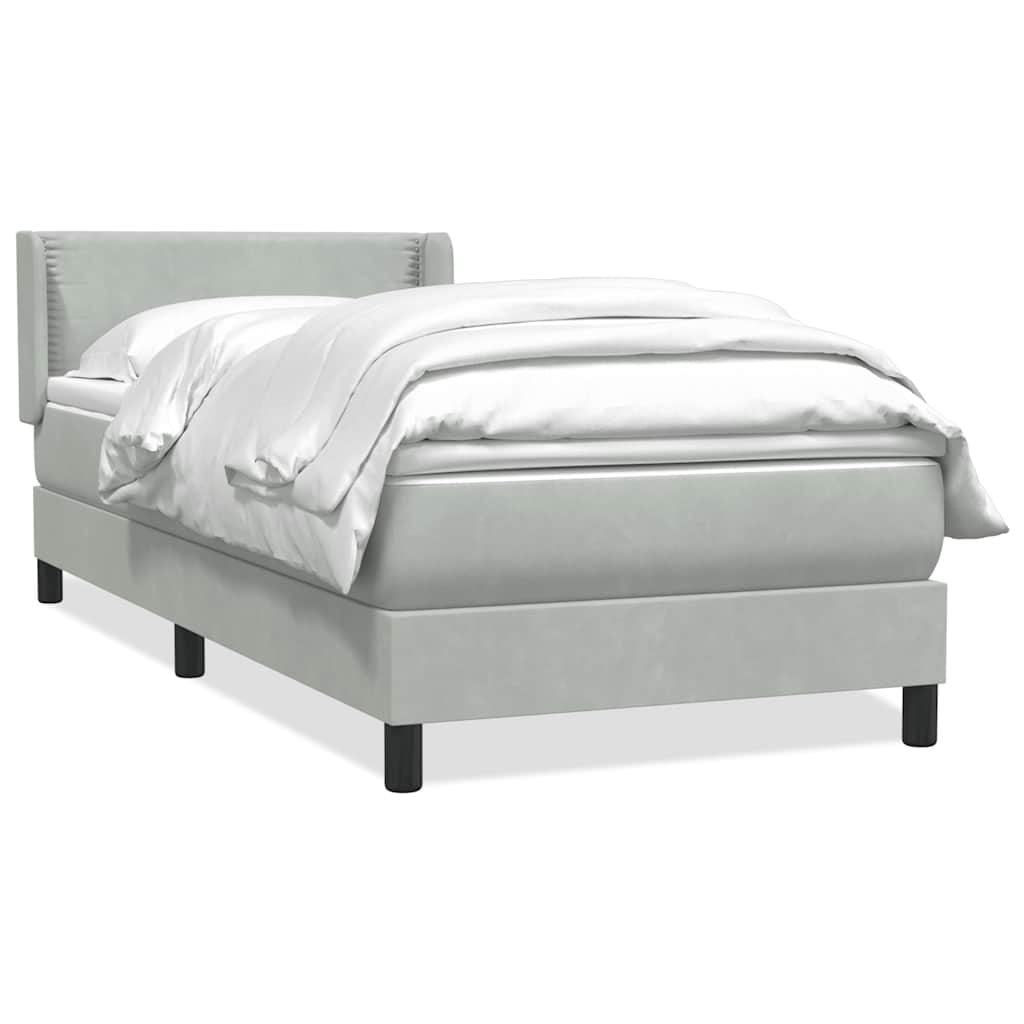 Box Spring Postel S Matrací Samet Světle Šedá
