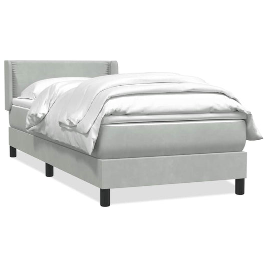 Box Spring Postel S Matrací Samet Světle Šedá