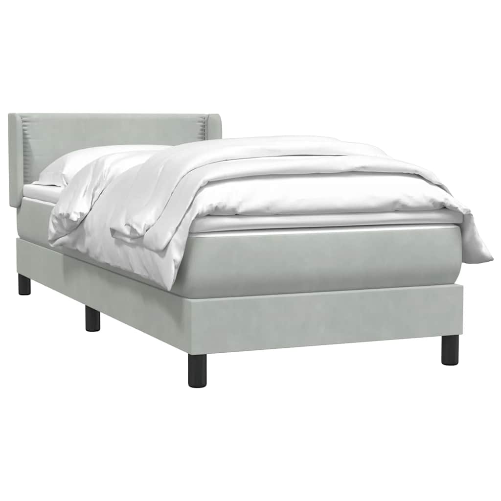Box Spring Postel S Matrací Samet Světle Šedá
