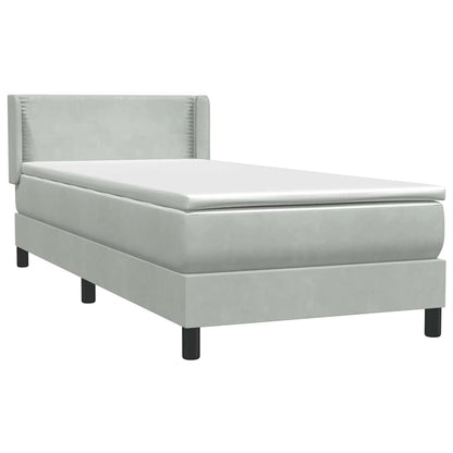 Box Spring Postel S Matrací Samet Světle Šedá