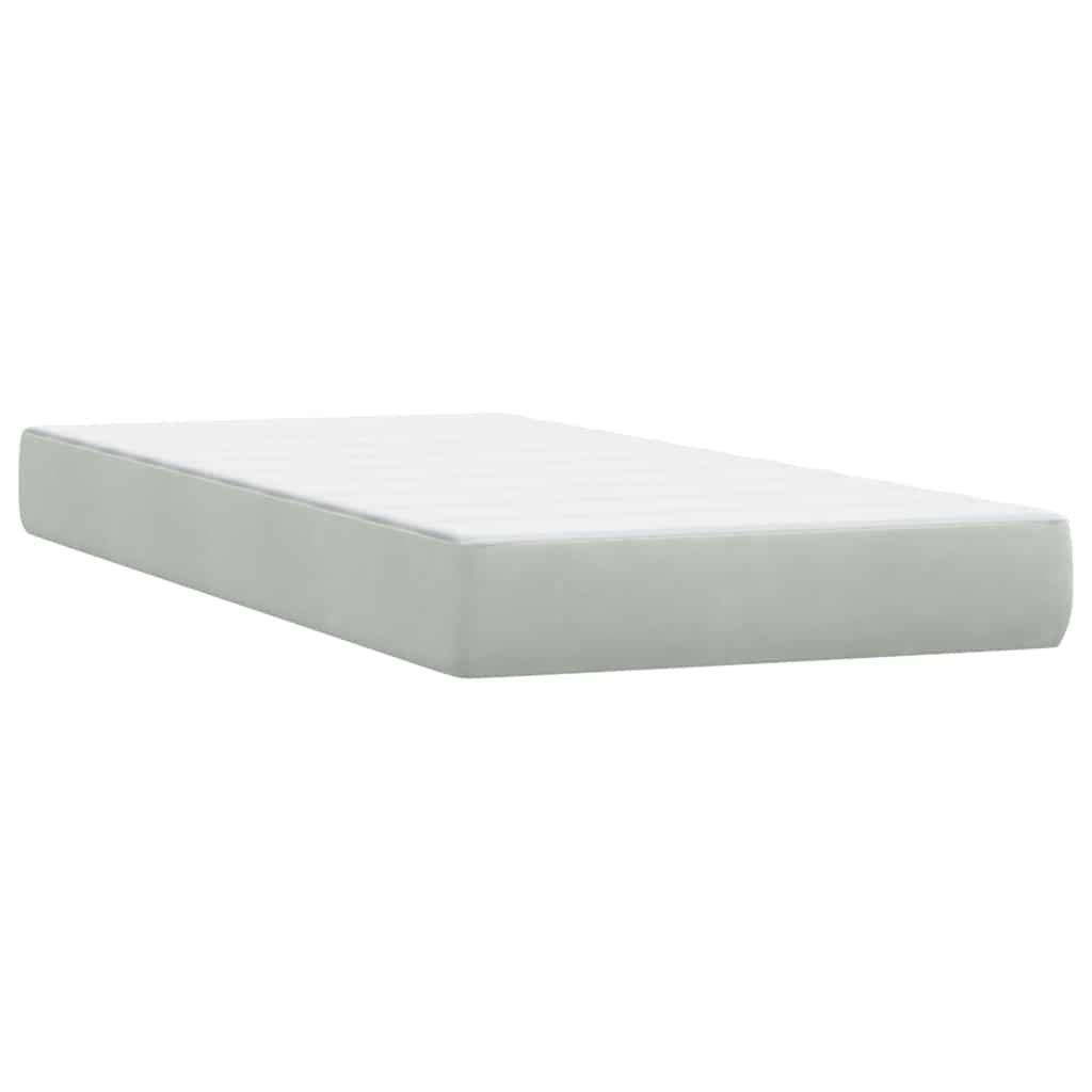 Box Spring Postel S Matrací Samet Světle Šedá