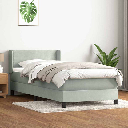 Box Spring Postel S Matrací Samet Světle Šedá