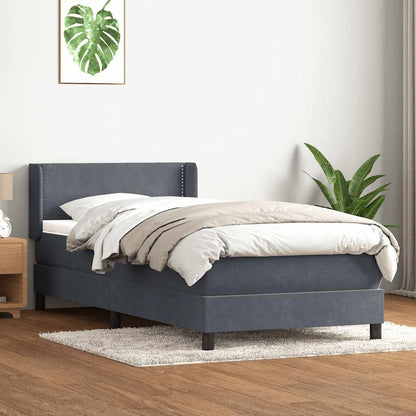 Box Spring Postel S Matrací Samet Tmavě Šedá