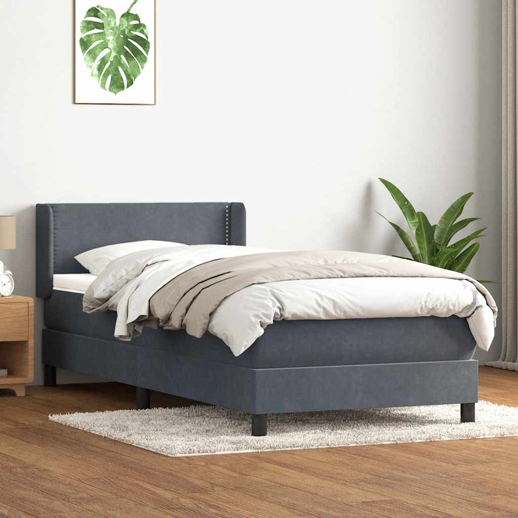 Box Spring Postel S Matrací Samet Tmavě Šedá