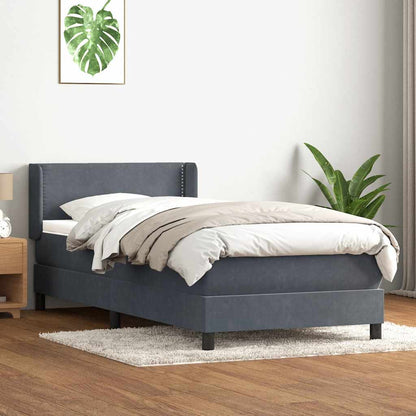 Box Spring Postel S Matrací Samet Tmavě Šedá