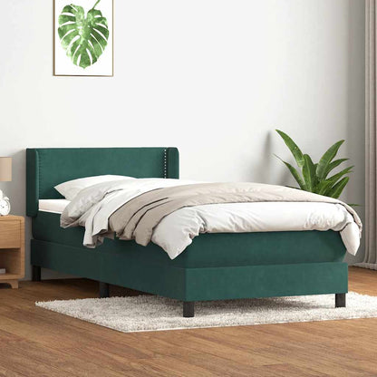 Box Spring Postel S Matrací Samet Tmavě Zelená