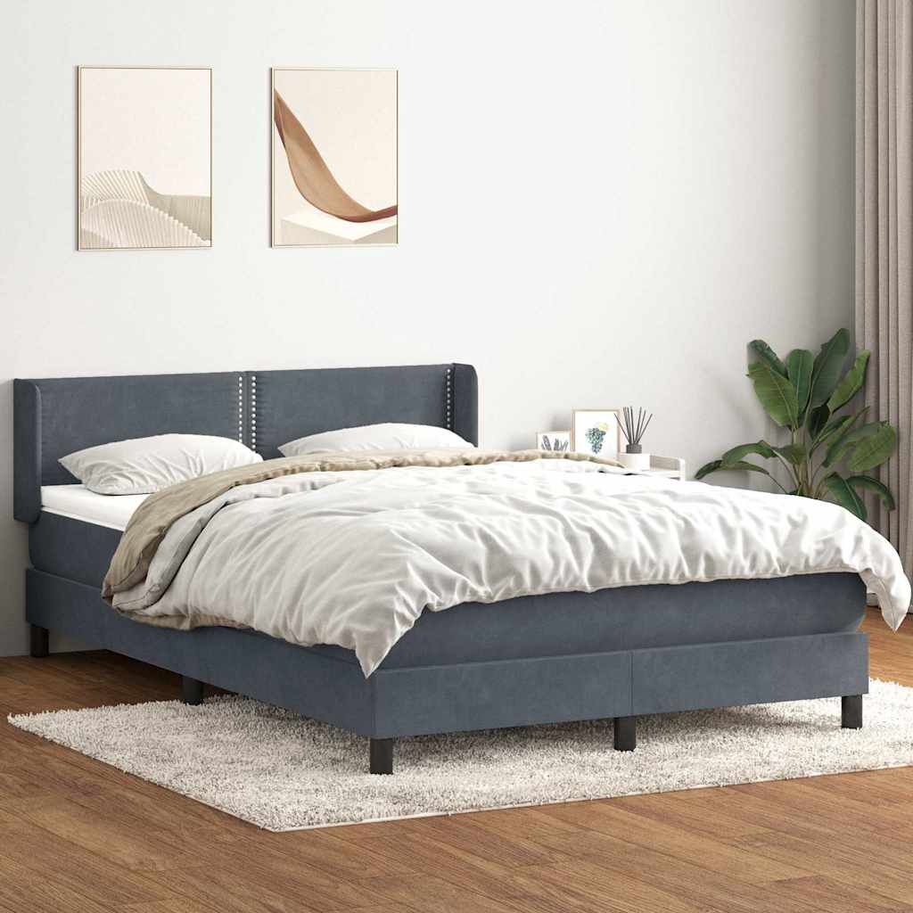 Box Spring Postel S Matrací Samet Tmavě Šedá