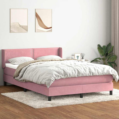 Box Spring Postel S Matrací Růžový Samet Růžová