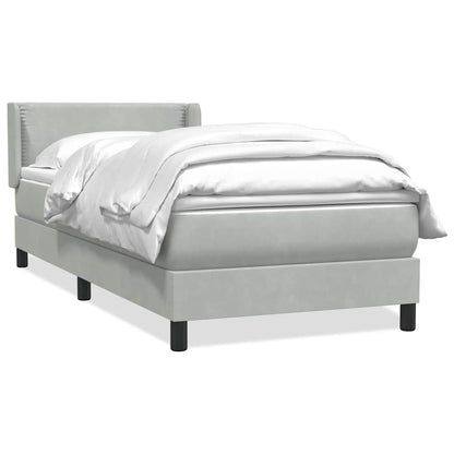 Box Spring Postel S Matrací Samet Světle Šedá