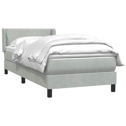 Box Spring Postel S Matrací Samet Světle Šedá